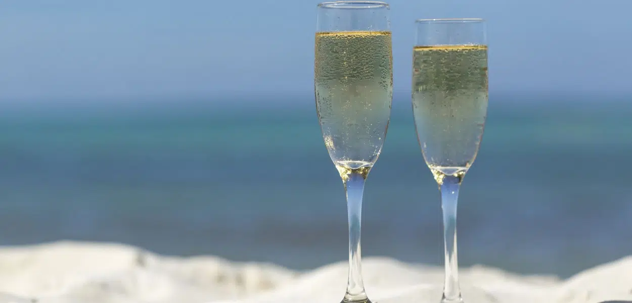 champagne by the beach